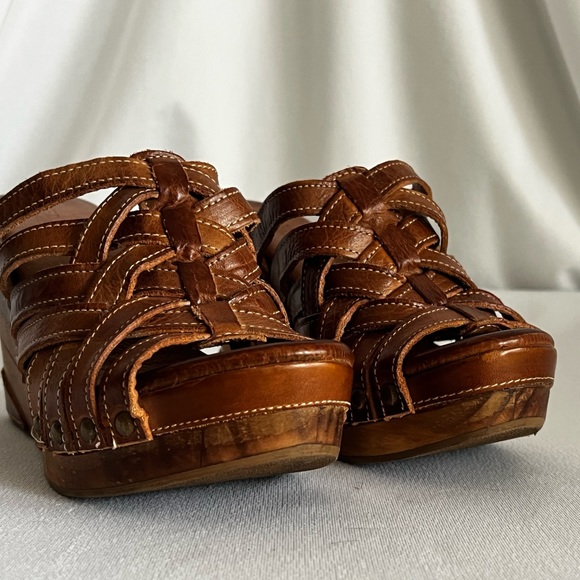 Bed Stu GINA II Wood Wedge Strappy Open Toe Leather Sandals - Picture 2 of 12